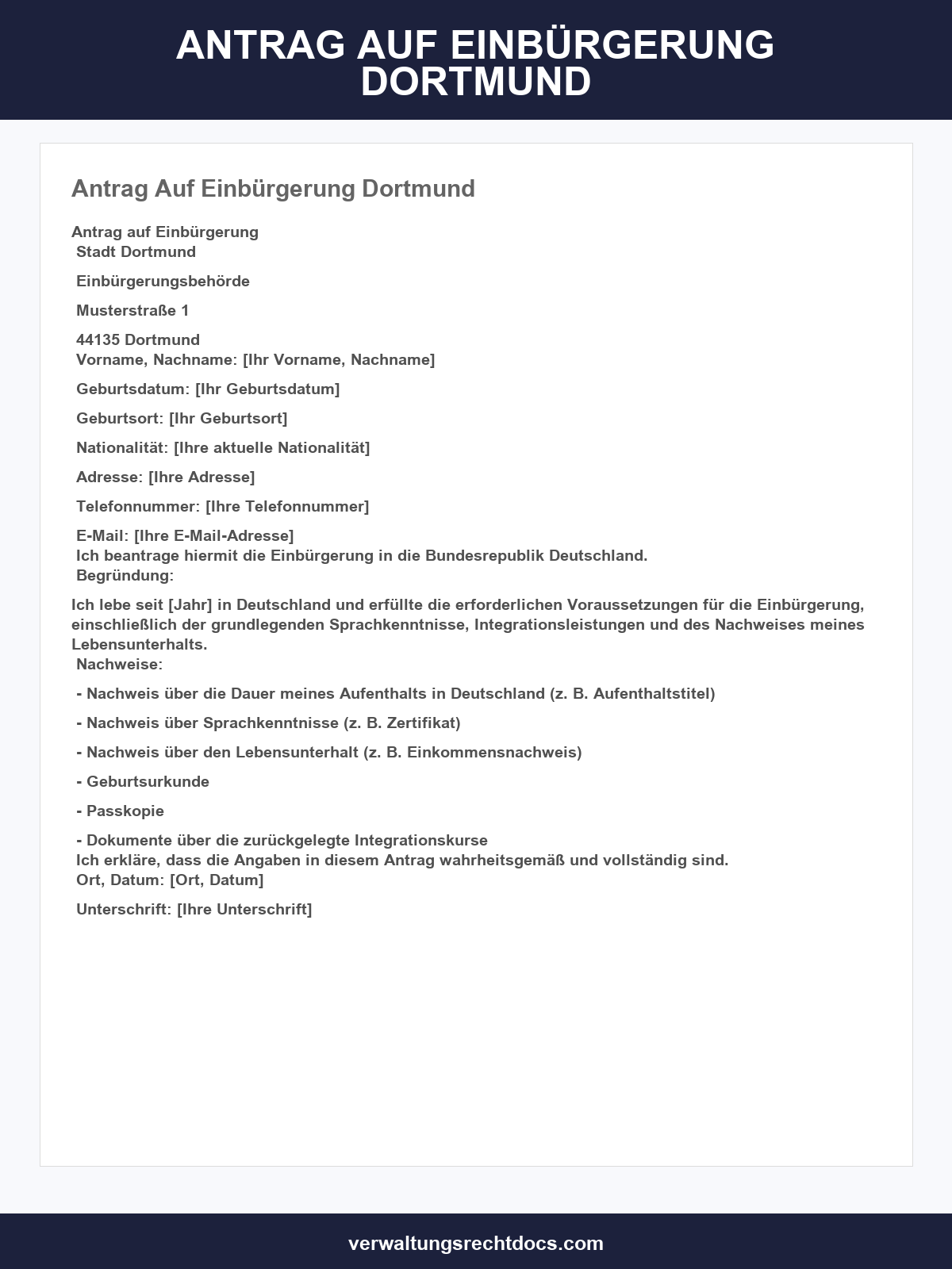 Antrag Auf Einbürgerung Dortmund