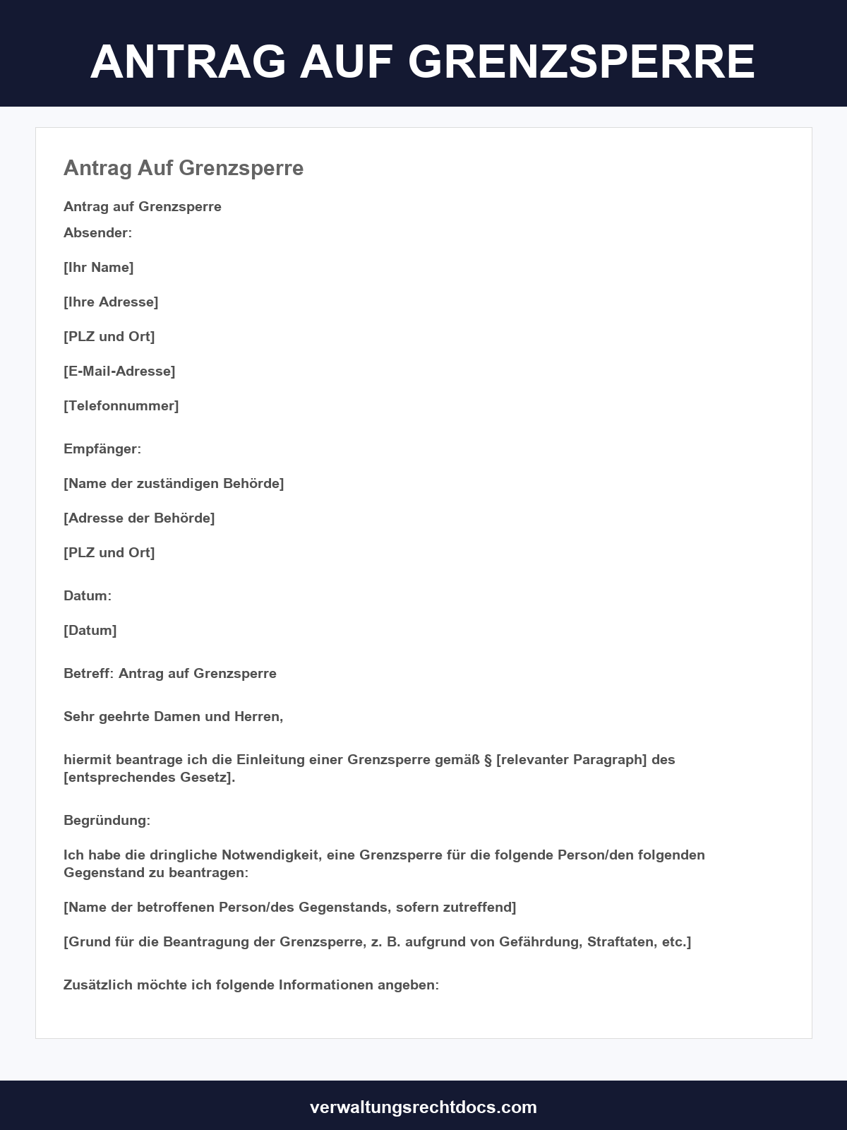 Antrag Auf Grenzsperre Muster