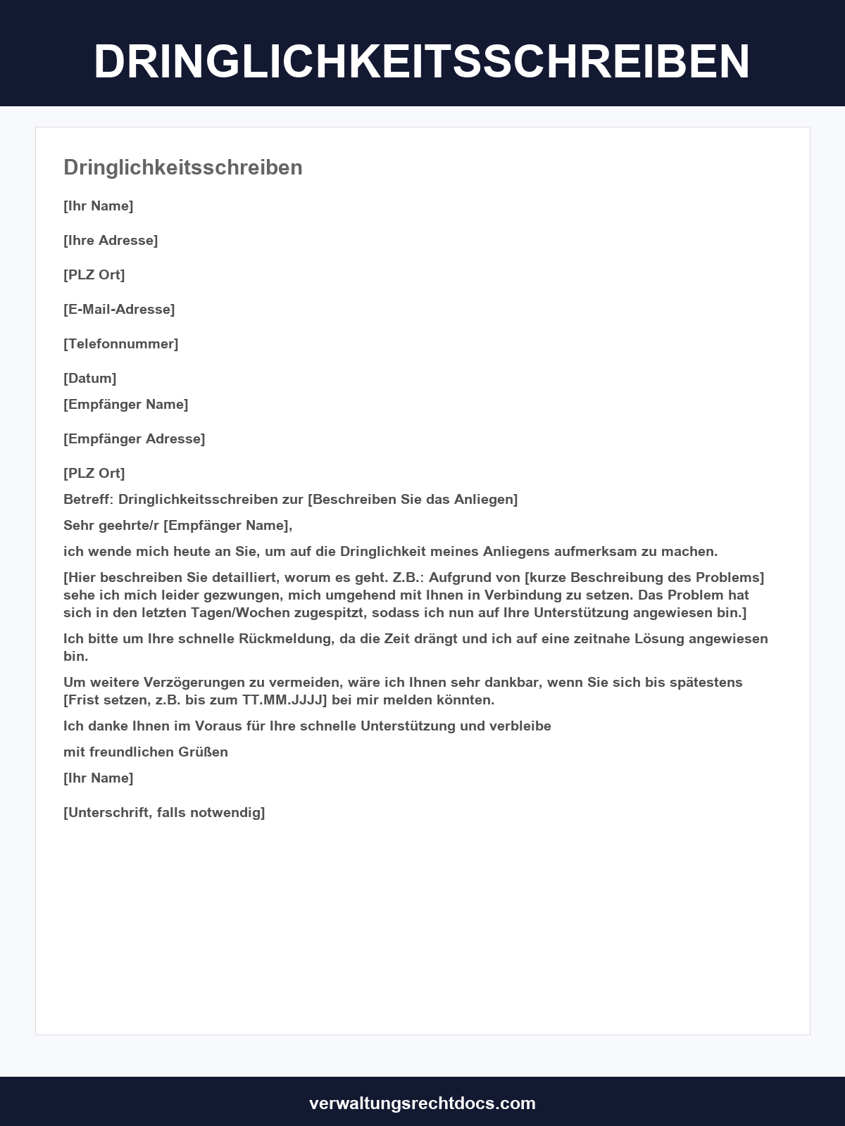 Dringlichkeitsschreiben