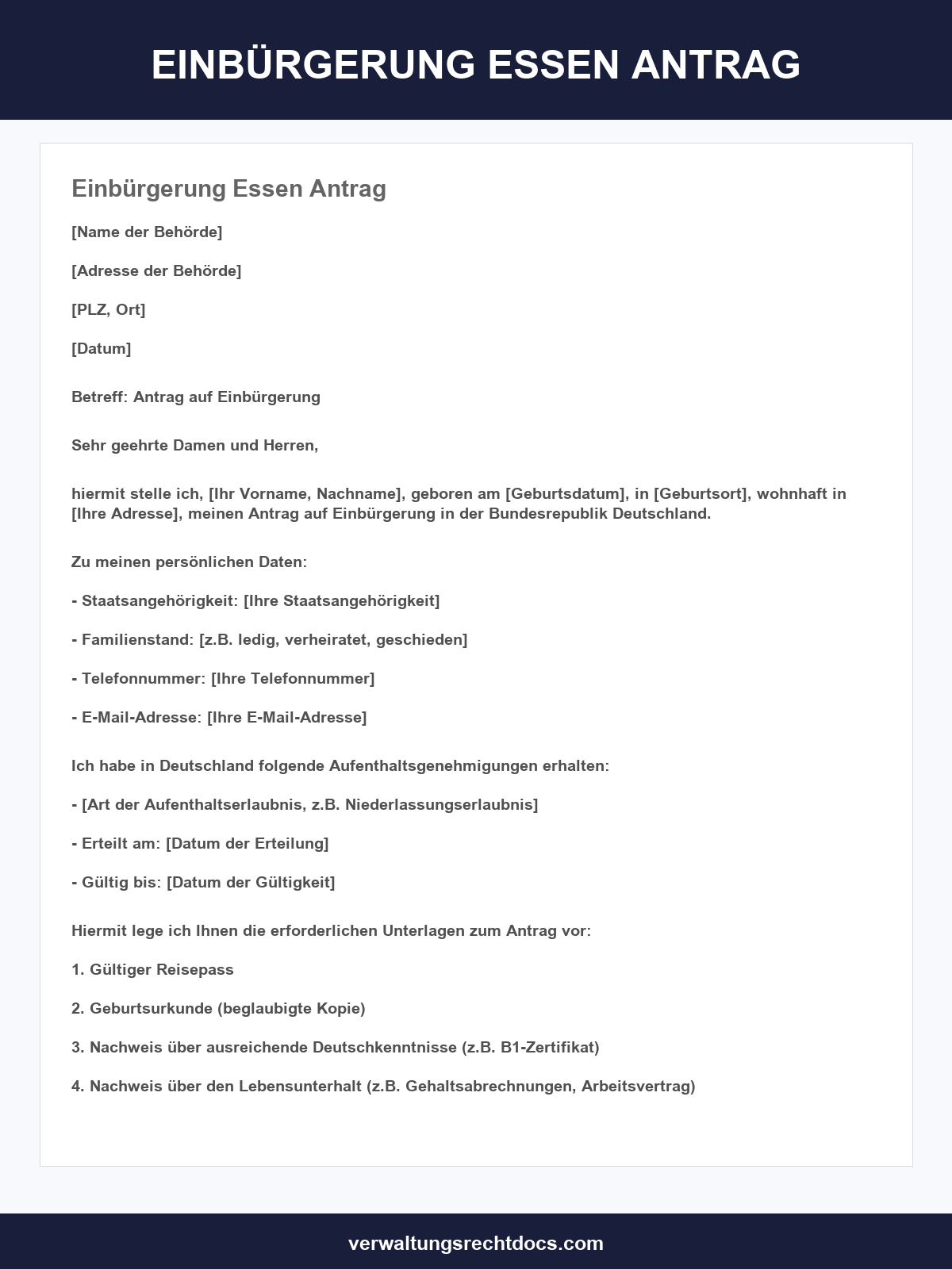Einbürgerung Essen Antrag