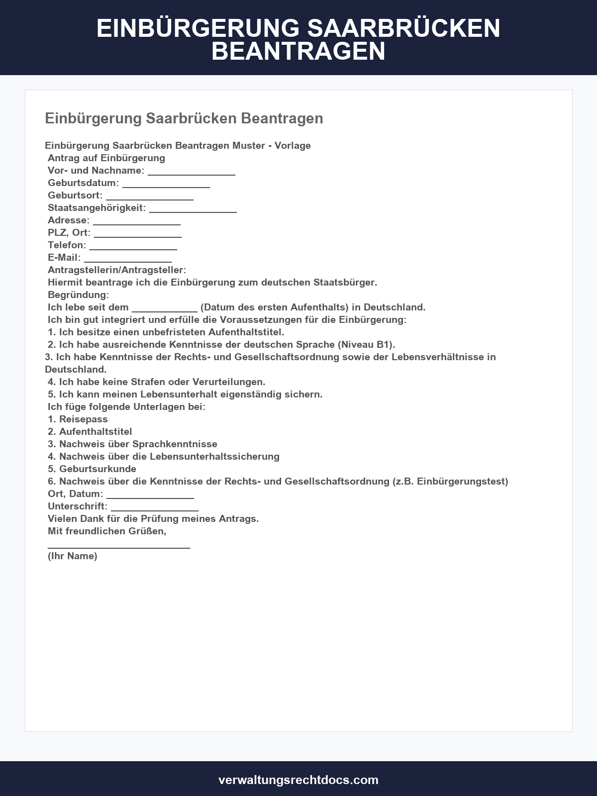 Einbürgerung Saarbrücken Online Beantragen