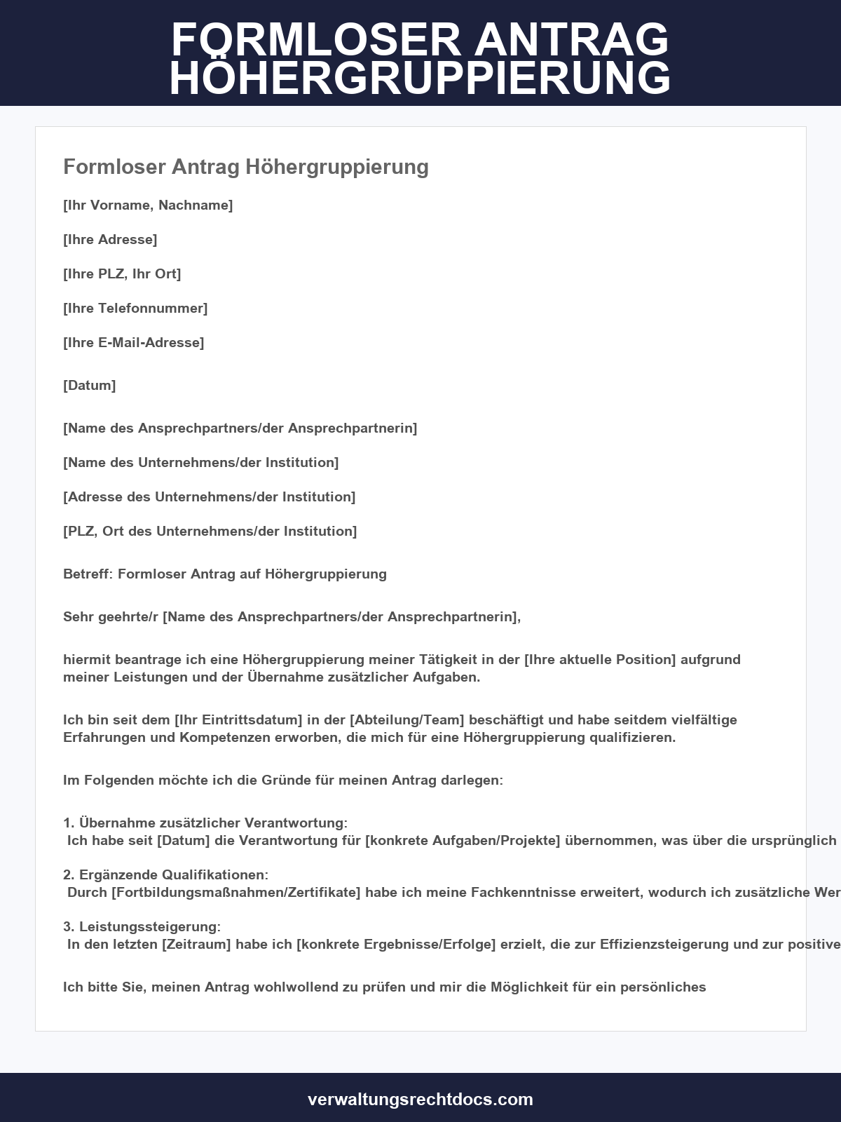 Formloser Antrag Höhergruppierung Muster