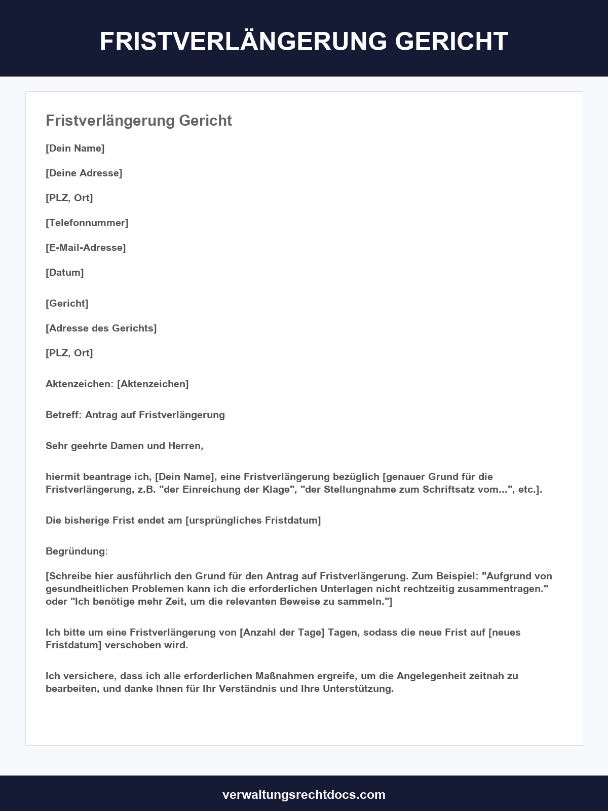 Fristverlängerung Gericht Muster