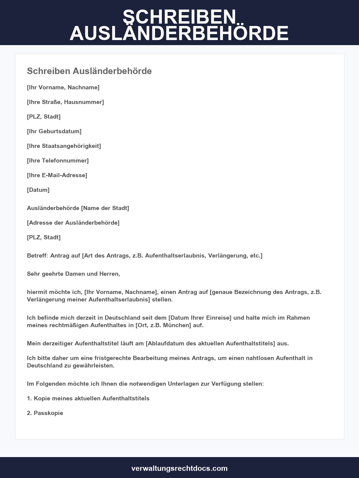 E-Mail Schreiben Ausländerbehörde Muster