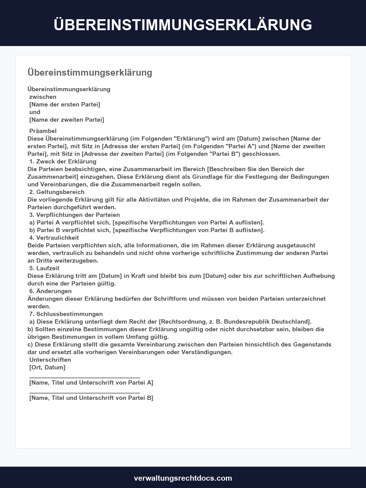 Übereinstimmungserklärung Vorlage